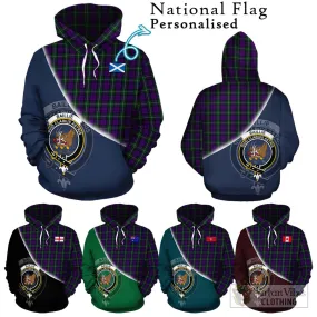 Baillie Highland Society Tartan Hoodie with Personalised National Flag and Family Crest Half Style