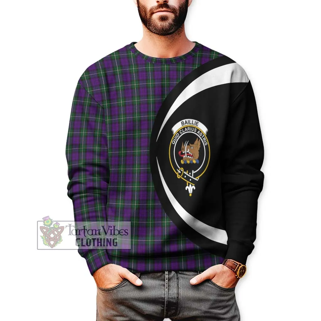 Baillie Highland Society Tartan Sweatshirt with Family Crest Circle Style