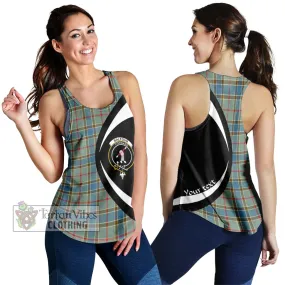 Balfour Blue Tartan Women's Racerback Tanks with Family Crest Circle Style