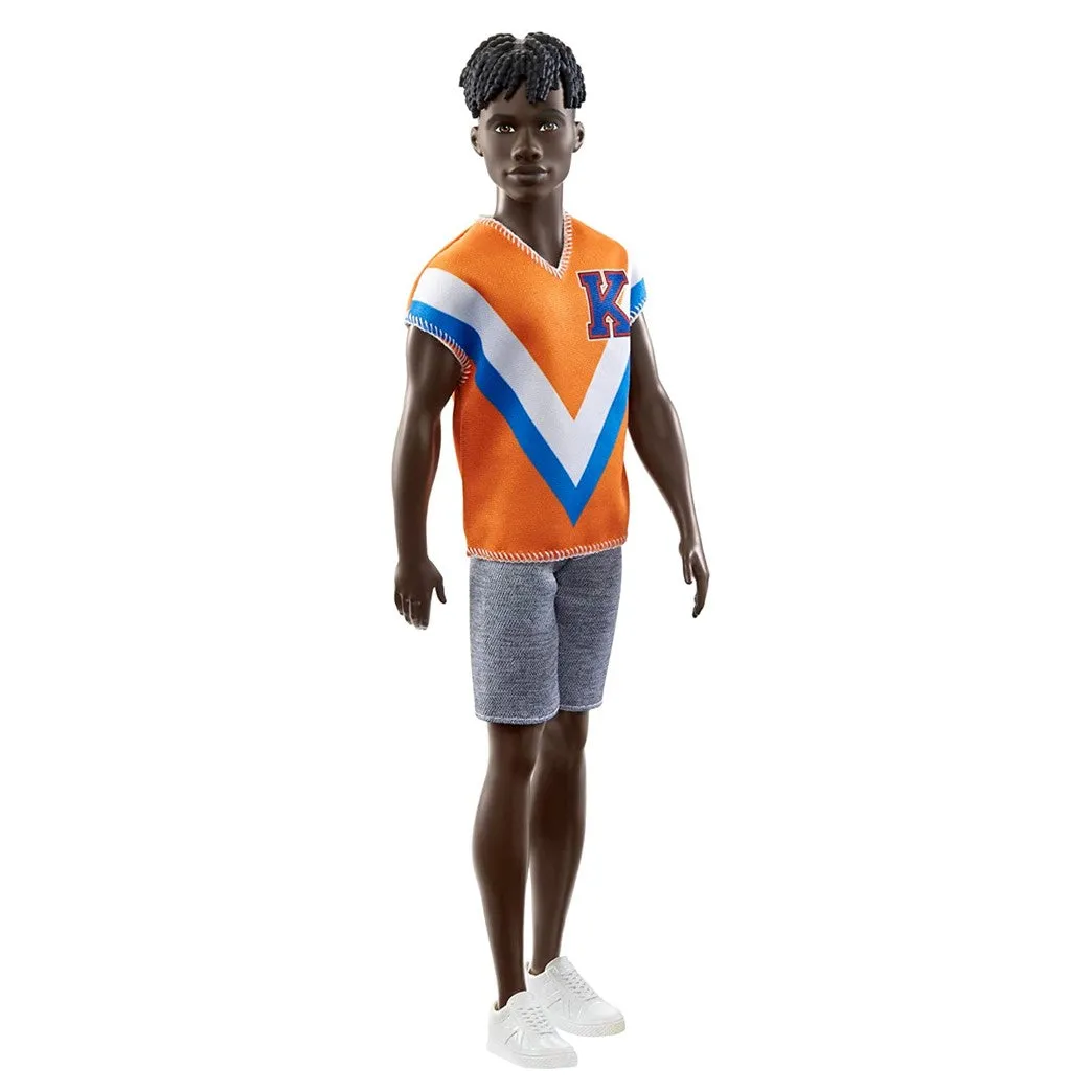 Barbie Ken Fashionistas with Twisted Black Hair Wearing Trendy Fit with A Sporty Jersey and Shorts #203 for Kids Ages 3 