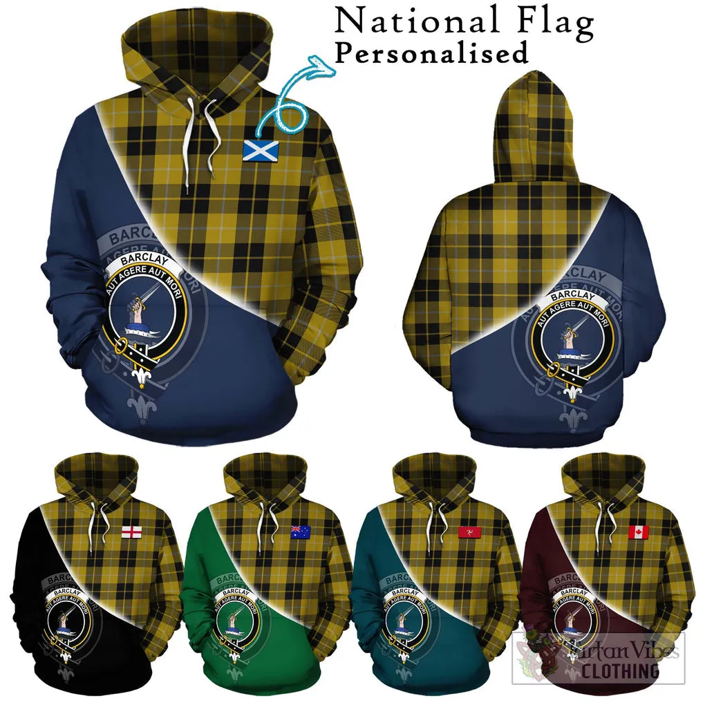 Barclay Dress Tartan Hoodie with Personalised National Flag and Family Crest Half Style