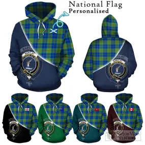 Barclay Hunting Ancient Tartan Hoodie with Personalised National Flag and Family Crest Half Style