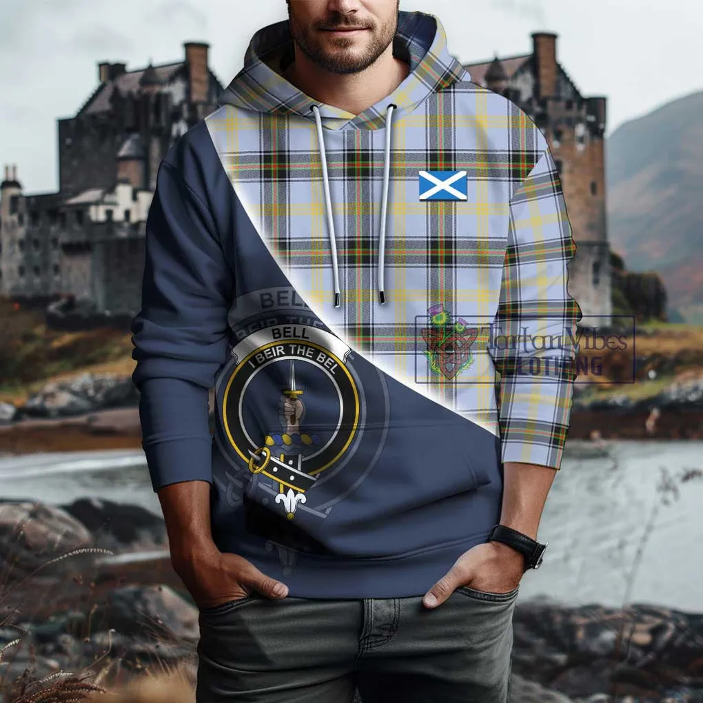 Bell of the Borders Tartan Hoodie with Personalised National Flag and Family Crest Half Style