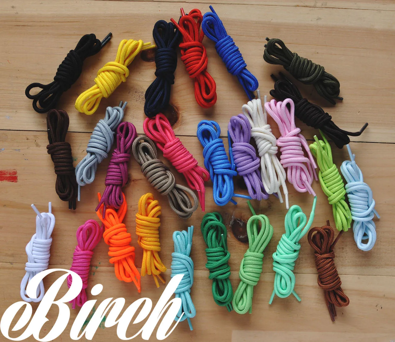 Birch's Round 3/16" Thick Shoelaces - Gray