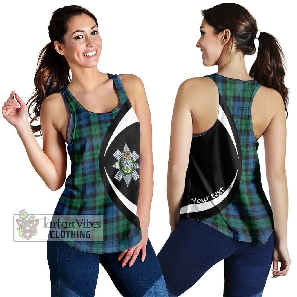 Black Watch Ancient Tartan Women's Racerback Tanks with Family Crest Circle Style