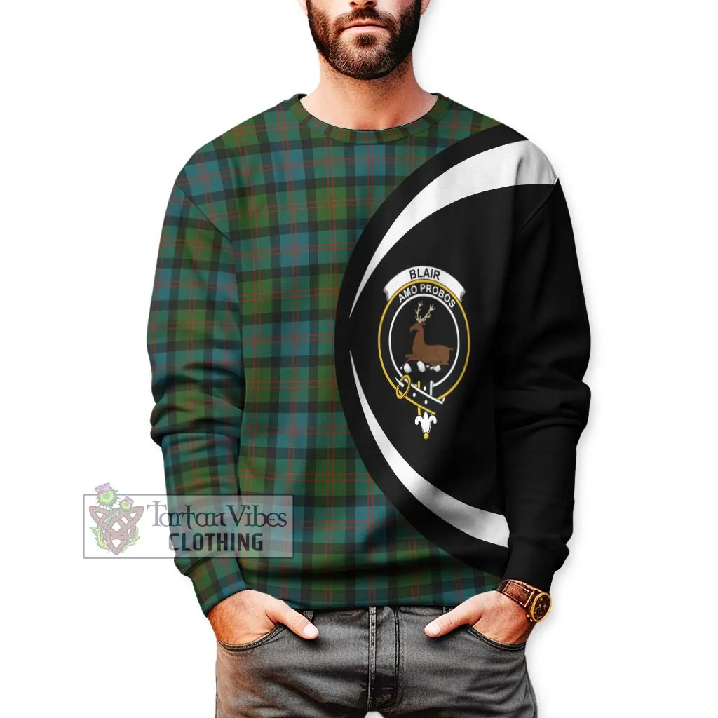 Blair Ancient Tartan Sweatshirt with Family Crest Circle Style