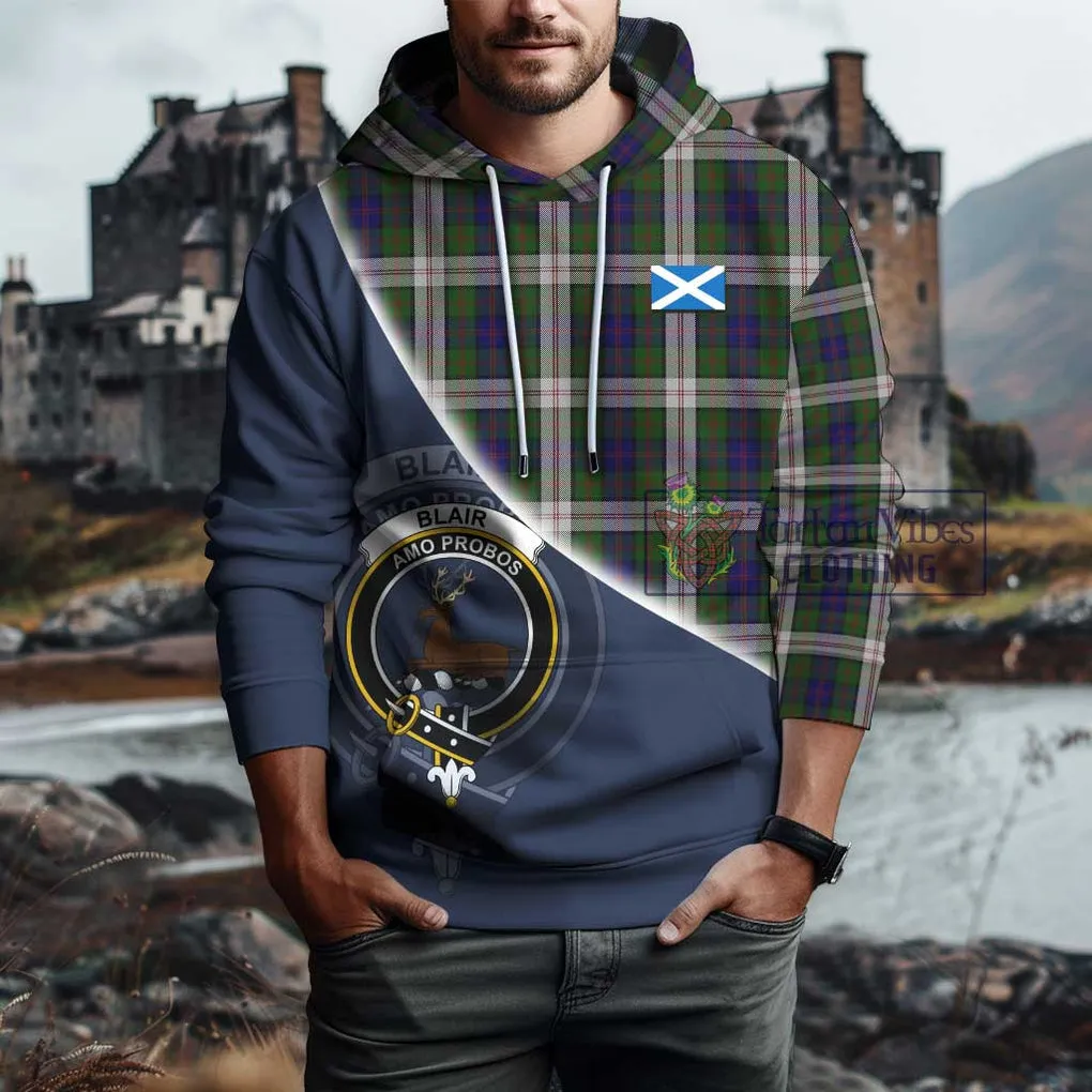 Blair Dress Tartan Hoodie with Personalised National Flag and Family Crest Half Style