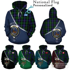 Blair Tartan Hoodie with Personalised National Flag and Family Crest Half Style