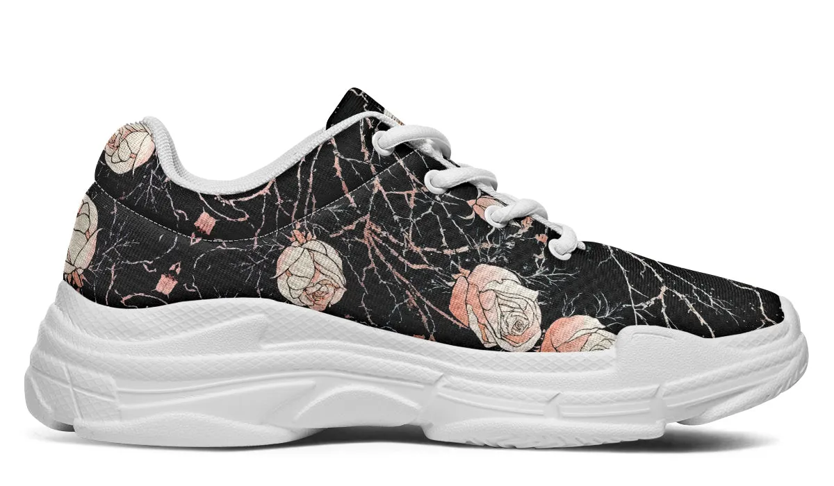 Blush Kintsugi Rose Chunky Sneakers - Light Breathable and Comfortable Sports Shoes with Platform Soles