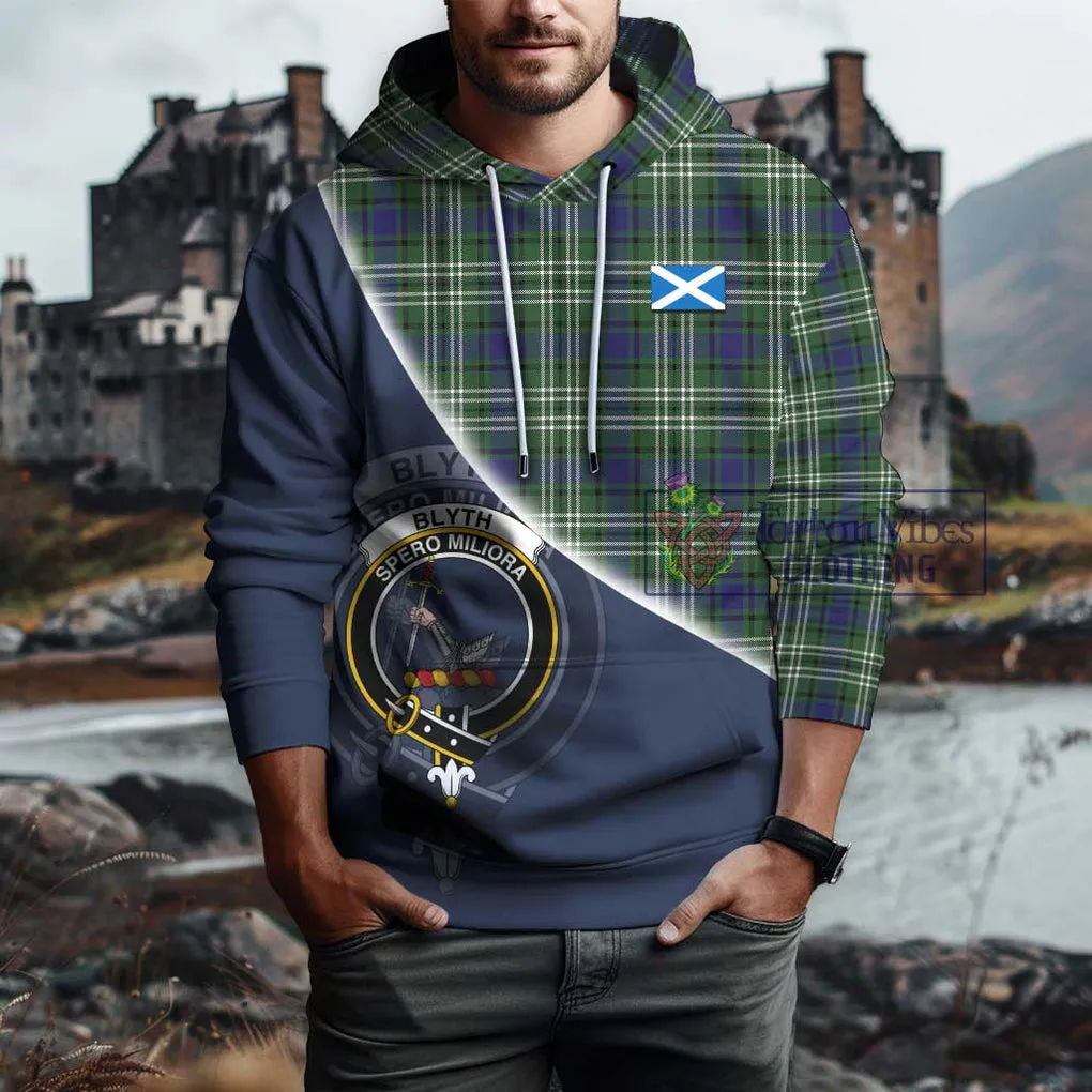 Blyth Tartan Hoodie with Personalised National Flag and Family Crest Half Style