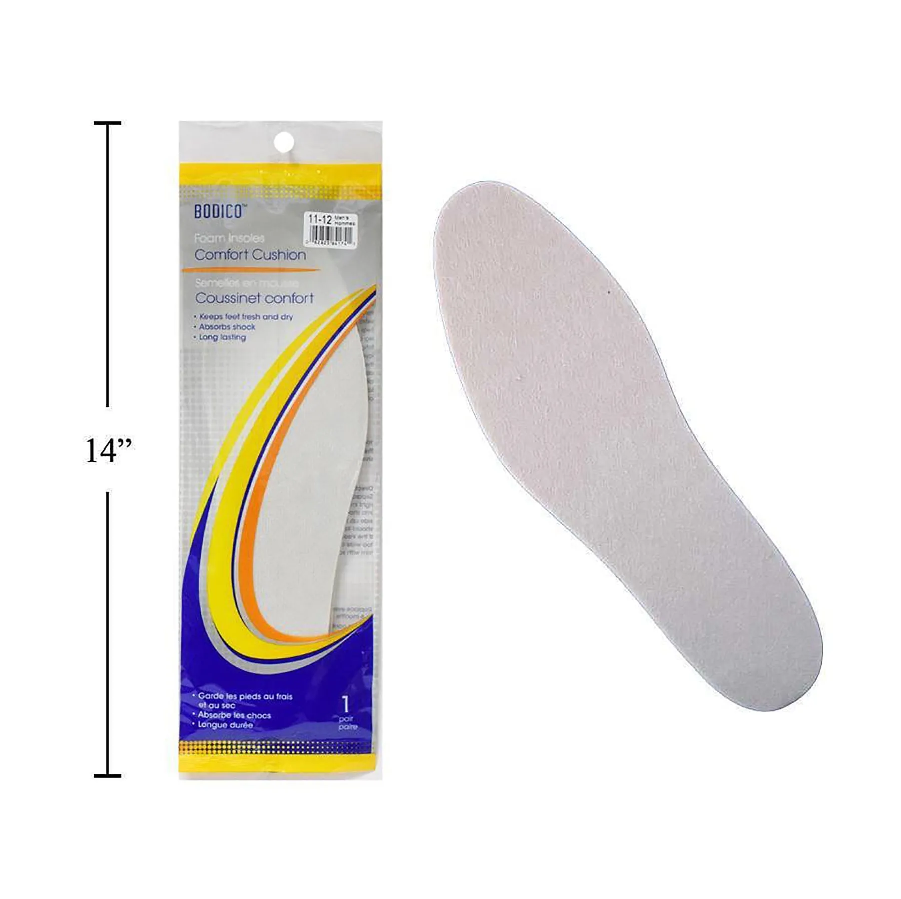 Bodico 1 Pair Comfort Cushion Insoles Men's 11-12