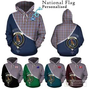 Boswell Tartan Hoodie with Personalised National Flag and Family Crest Half Style