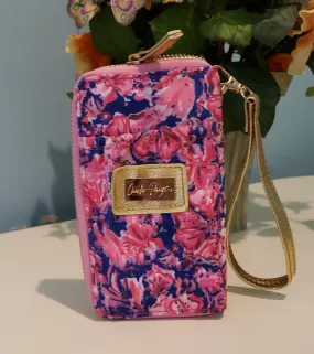 Charlie Paige Lg Flower Print Phone Wristlet - Navy/Pink