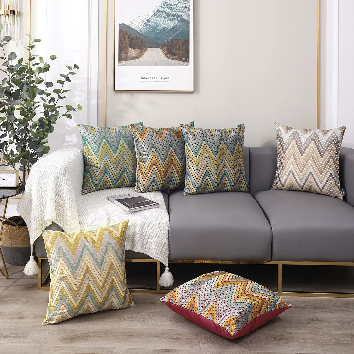 Chevron Pattern Throw Cushions