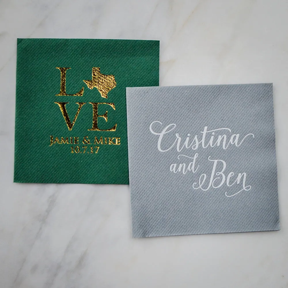 Colored Linen-Like Wedding Napkins, Beverage and Cocktail Size