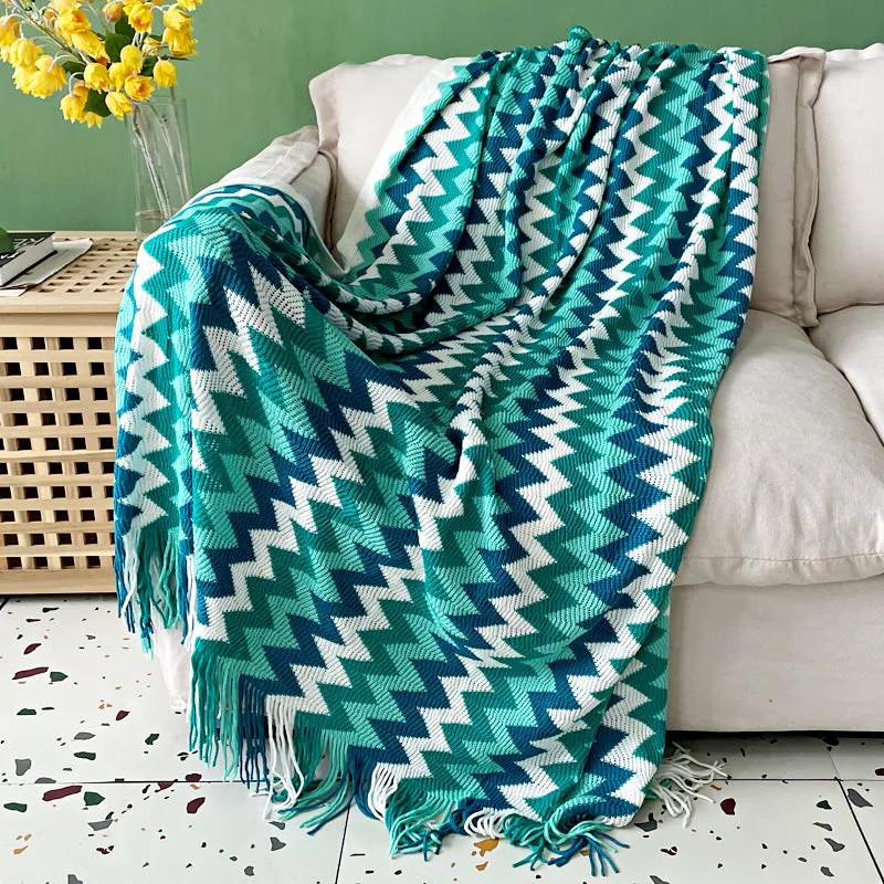 Colorful Crochet Chevron Throw Blanket