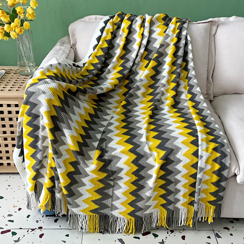 Colorful Crochet Chevron Throw Blanket