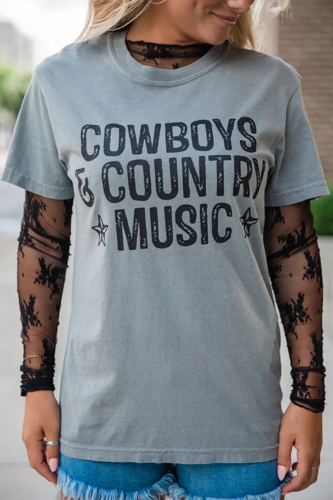 Cowboys and Country Music Grey Comfort Colors Graphic Tee DOORBUSTER