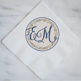 Custom Full Color Initial Wreath Napkin