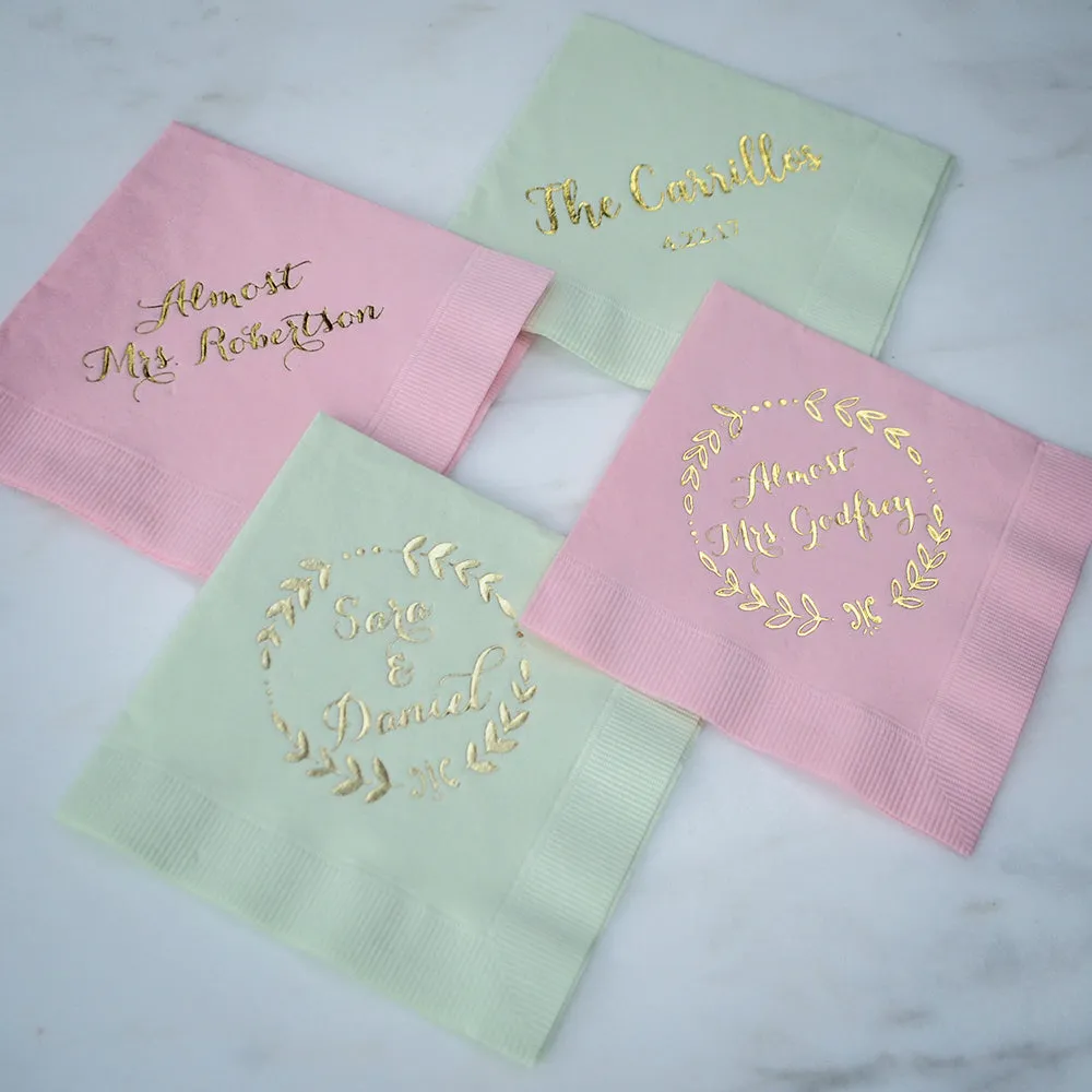 Customized Wreath Script Party Napkins