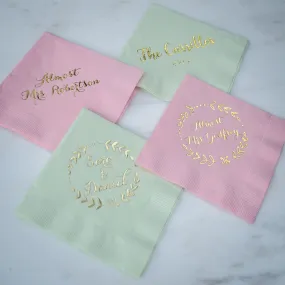 Customized Wreath Script Party Napkins