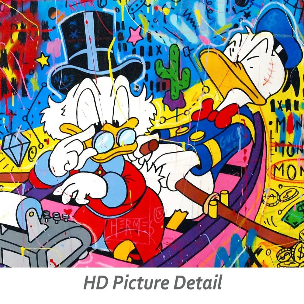 Disney Graffiti Cartoon Donald Duck Canvas Painting Prints Colourful Street Art