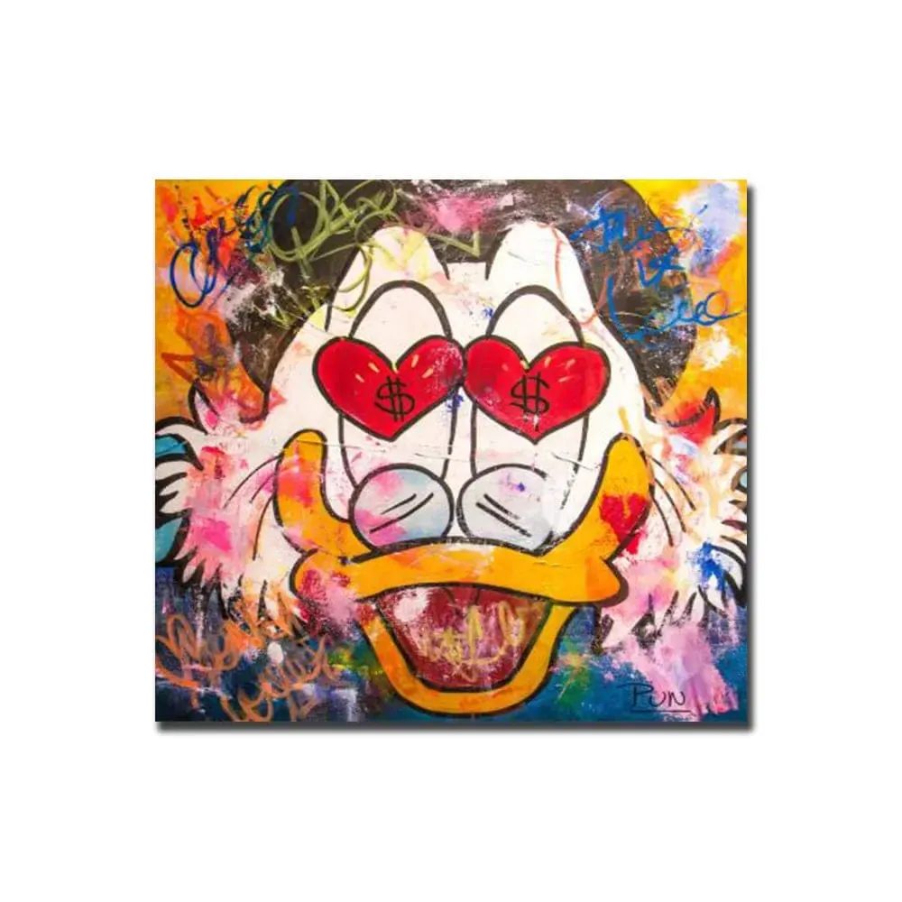 Disney Graffiti Cartoon Donald Duck Canvas Painting Prints Colourful Street Art