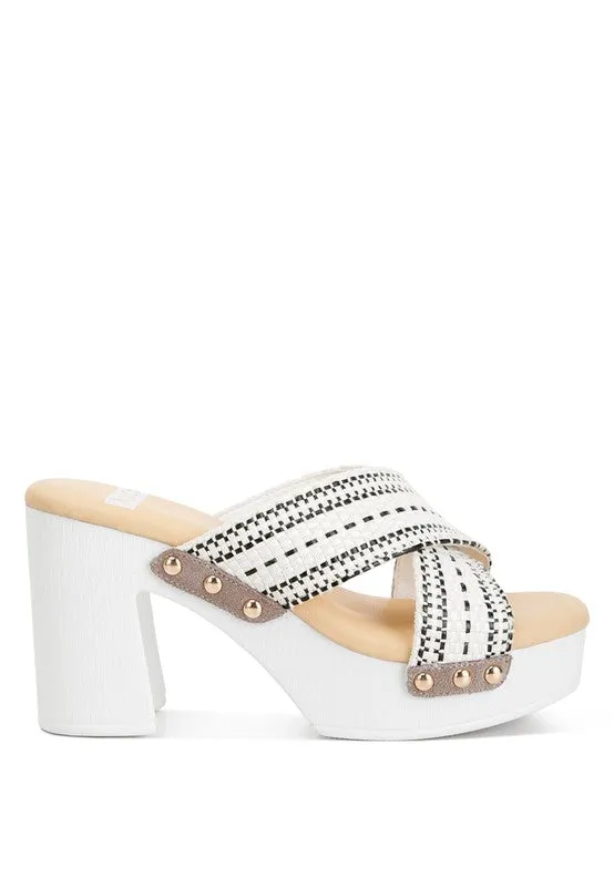 Finley Raffia High Block Heel Clogs