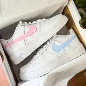 Gender Reveal Baby Blue and Pink Custom Air Force 1