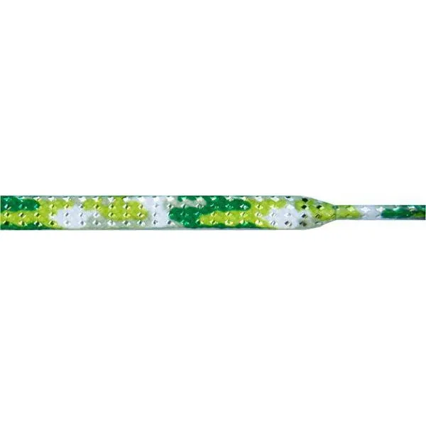 Glitter 1/4" Flat Laces - Green Camouflage (1 Pair Pack) Shoelaces