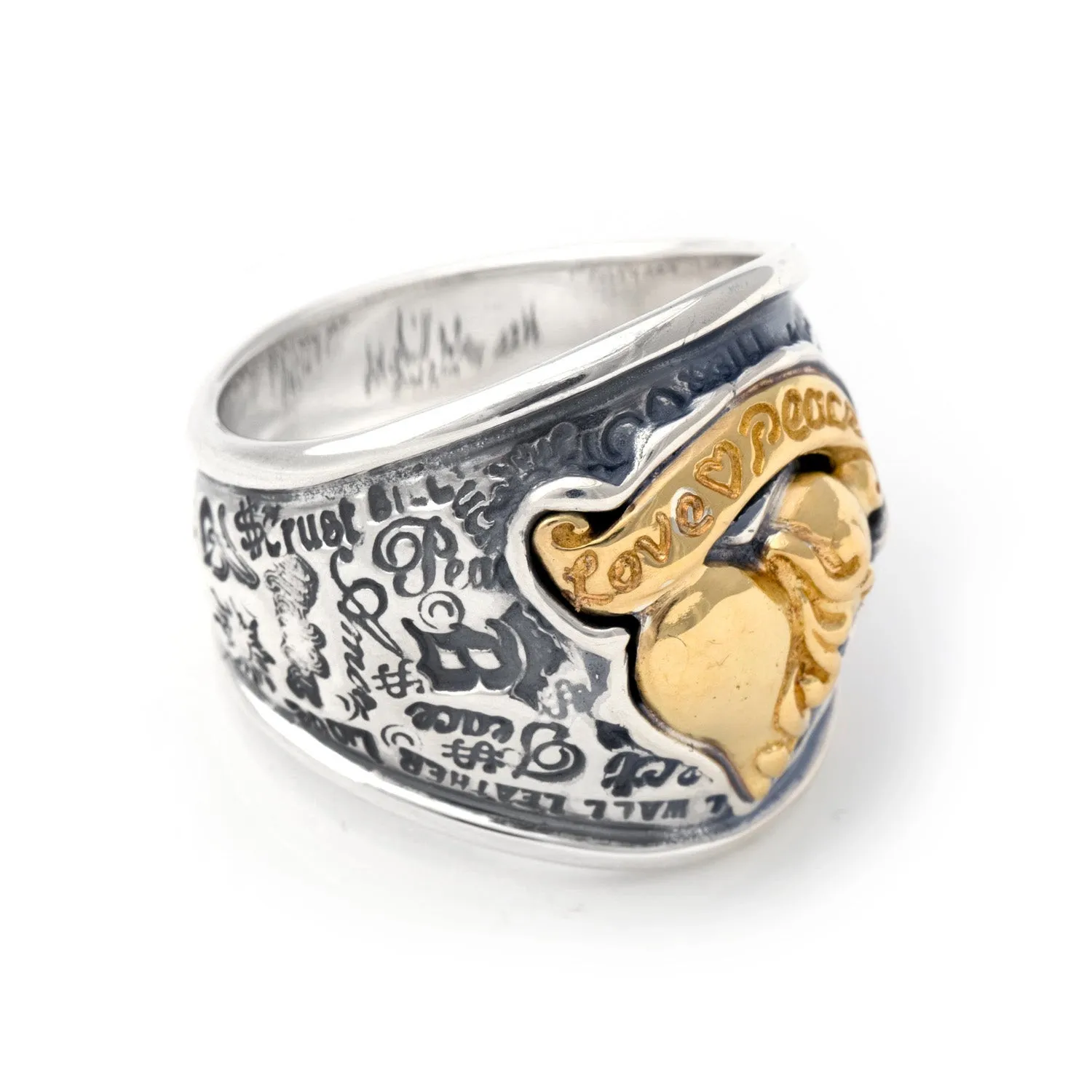 Graffiti Dome Ring "HEART with BANNER" Top