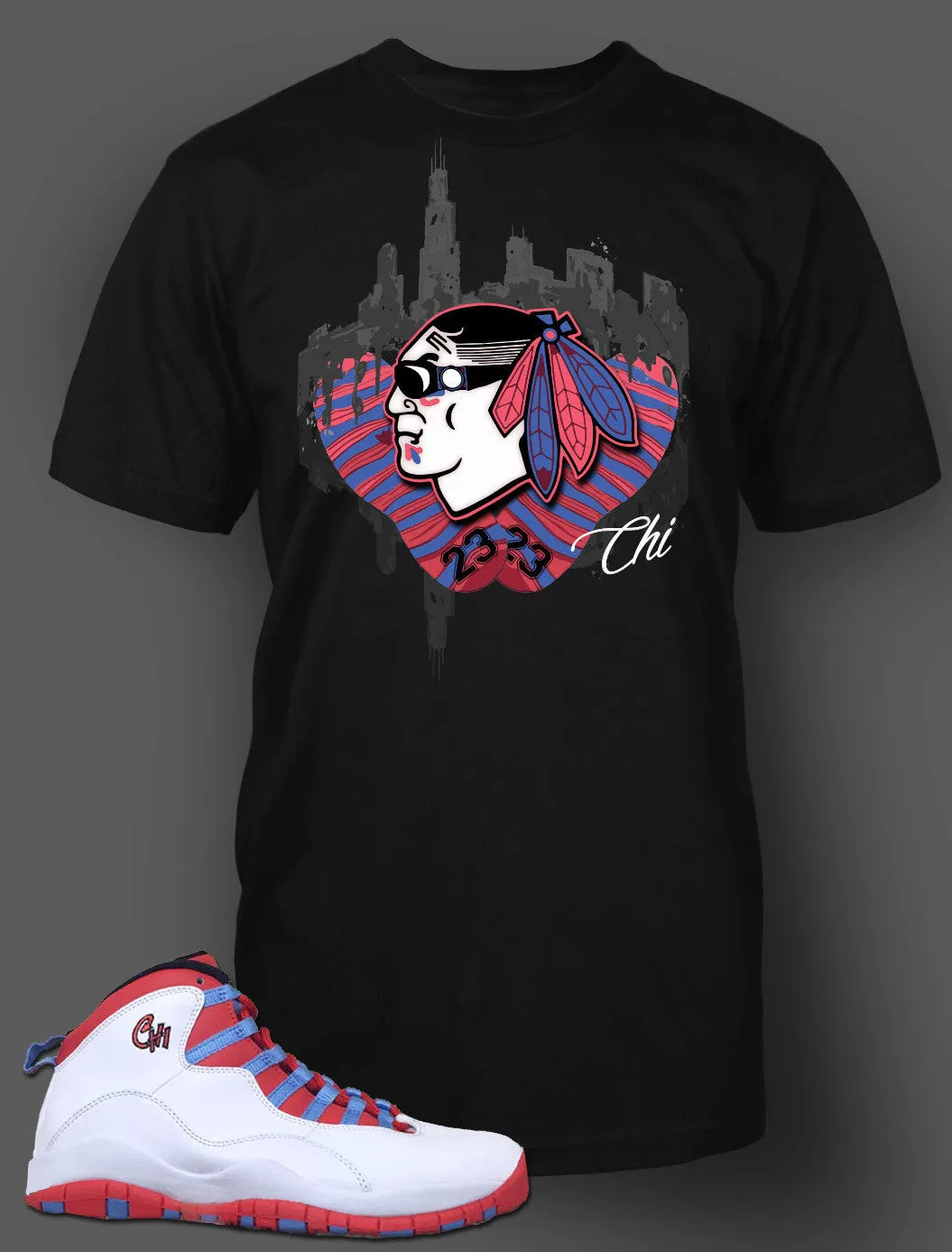 Graphic T Shirt To Match Retro Air Jordan 10 Chicago Shoe