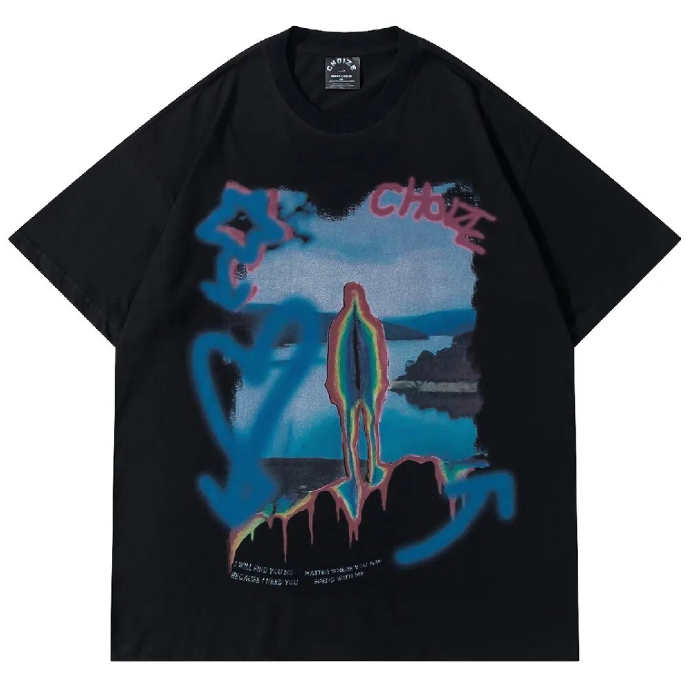 Hip Hop Graffiti Graphic Oversized T Shirt