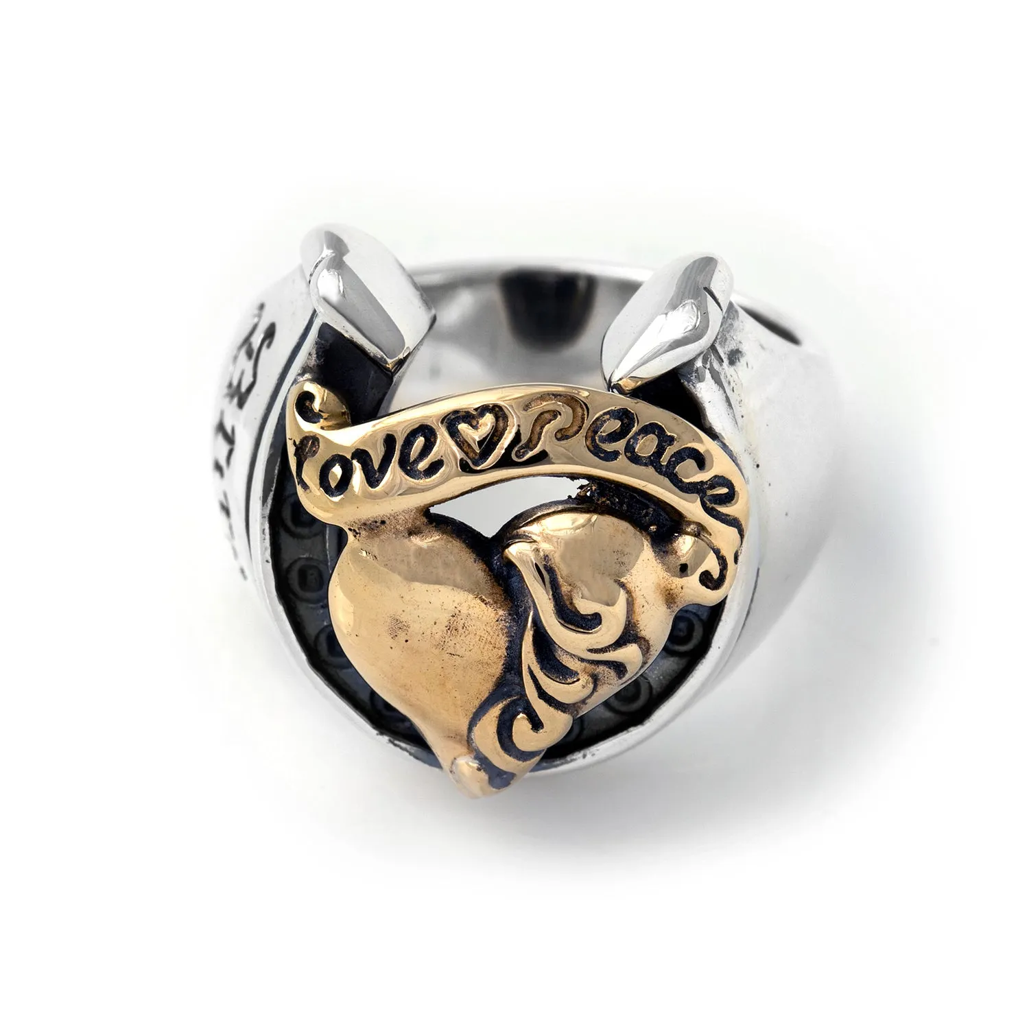 Horseshoe Ring "HEART with BANNER" Top - Medium