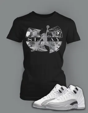 Ladies Bella T Shirt To Match Retro Air Jordan 12 Wolf Grey Shoe