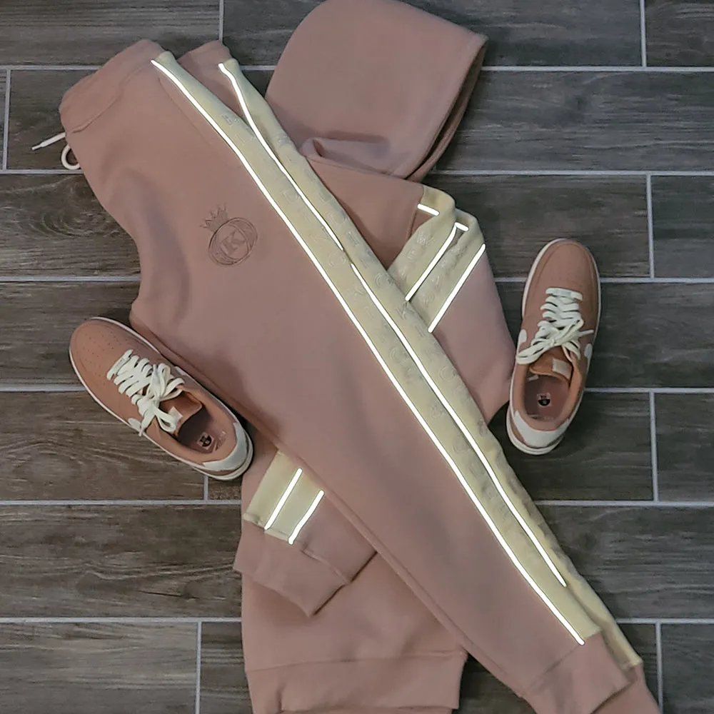 Light Cognac Embroidered Hoodie Tracksuit