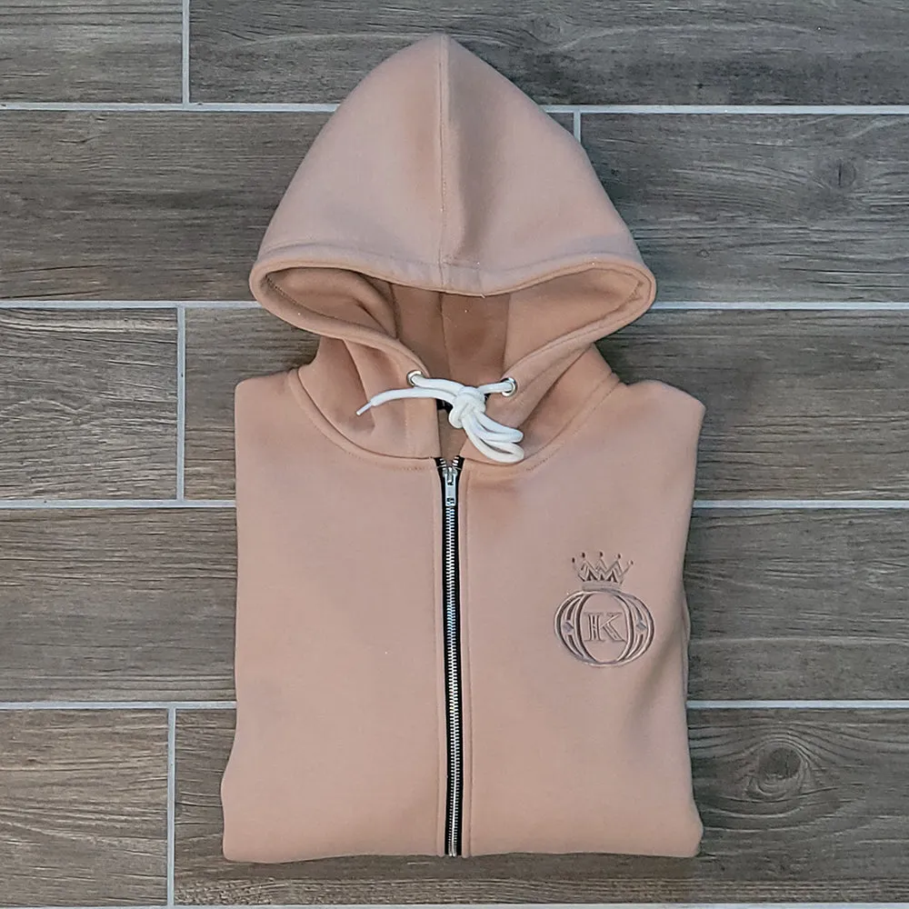 Light Cognac Embroidered Hoodie Tracksuit