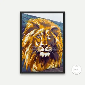 Lion Artwork PRINTABLE ART, Lion Head Image, Urban Wall Art, Cat Themed Gifts, Cool Poster, Street Style Decor, Lion Poster