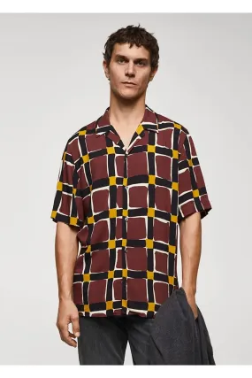 Mango Men's Geometric Patterned Fluid Shirt