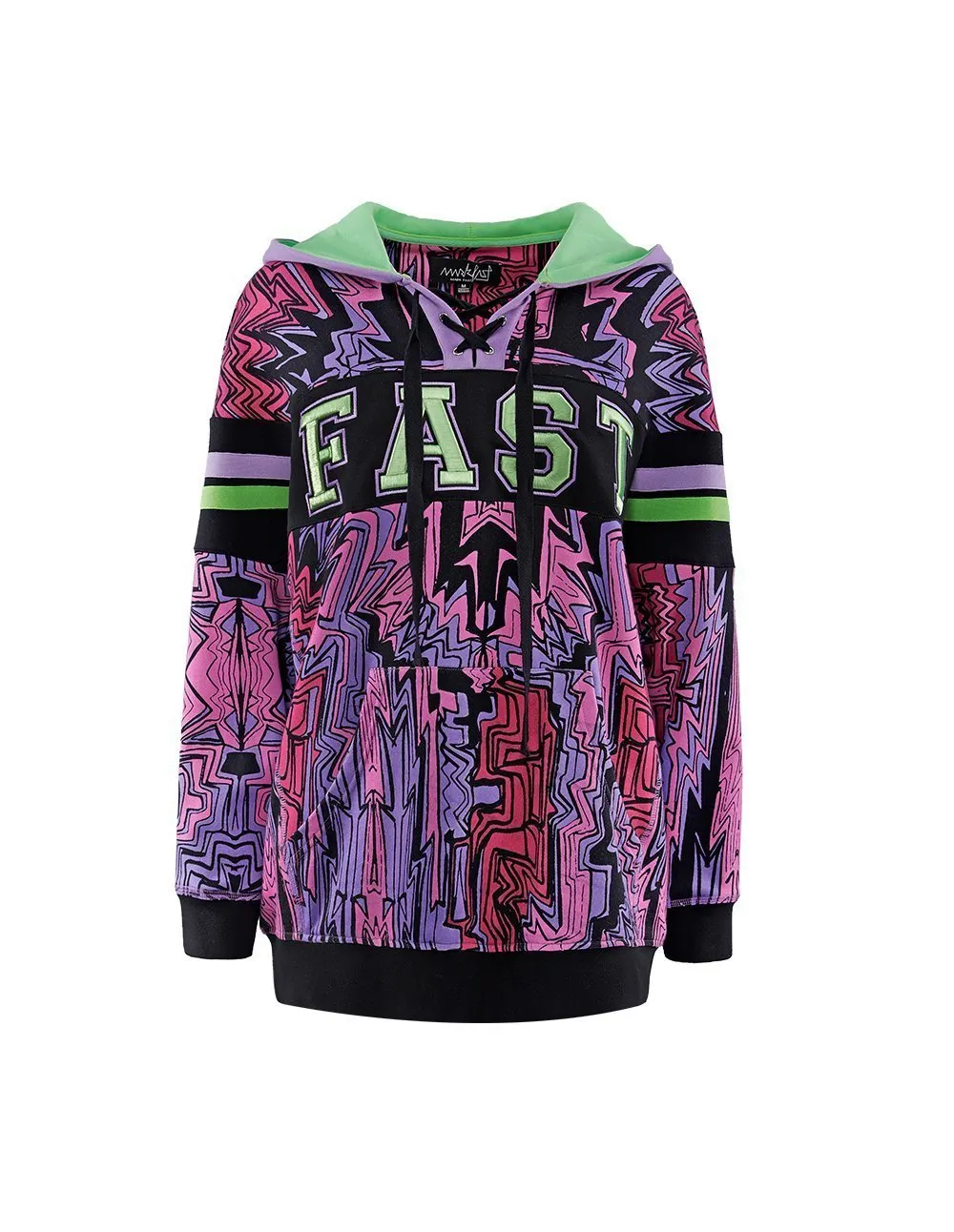 MARK FAST Women Hand-Draw Psychedelic Graffiti Pattern Hoodie Sweatshirt