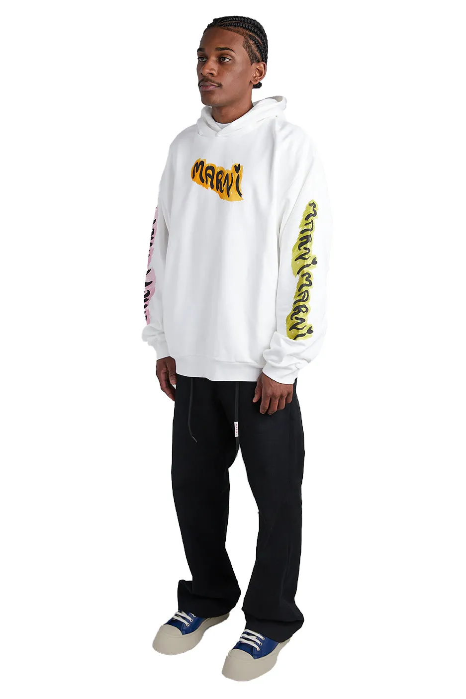 Marni Graffiti Logo Hoodie 'Natural White'