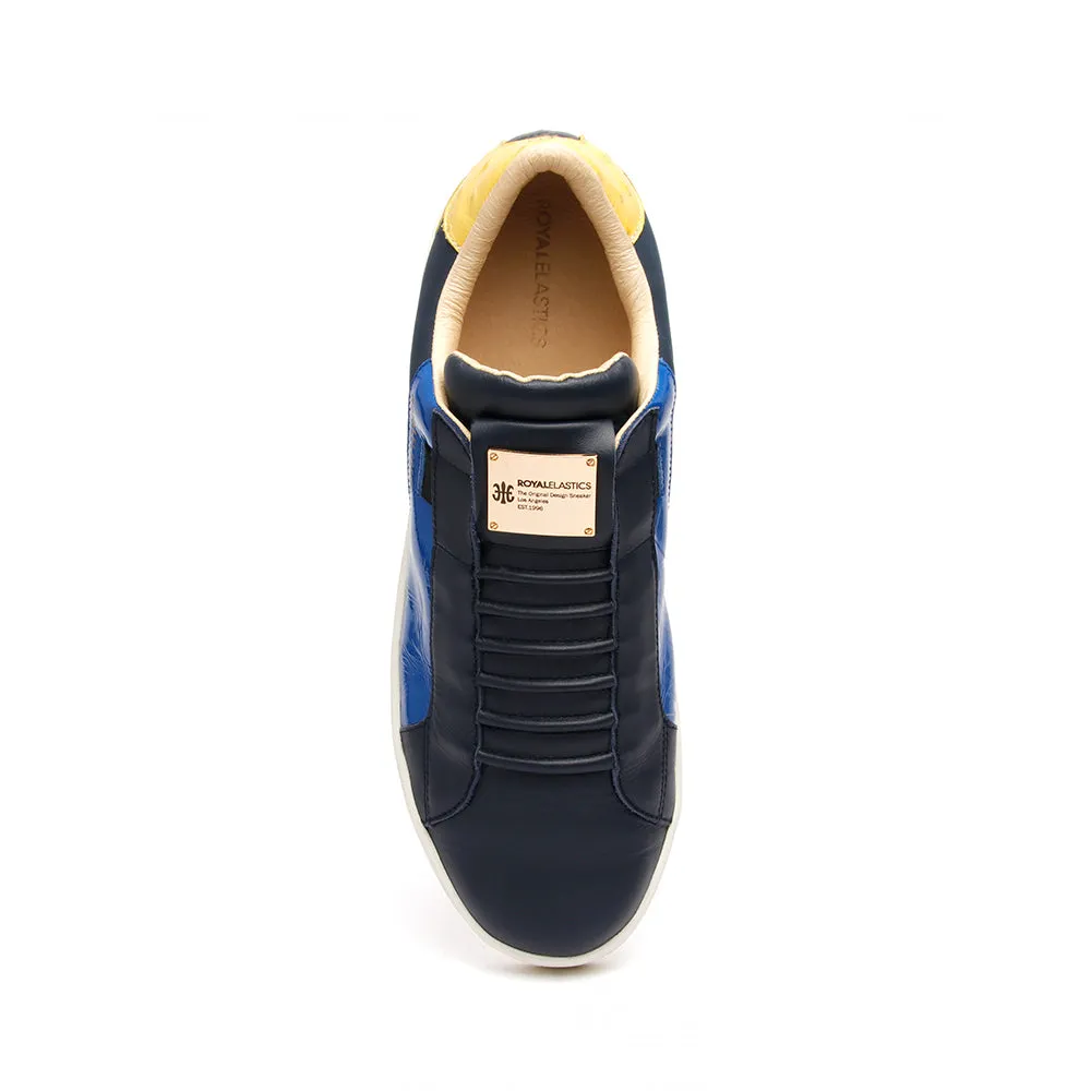 Men's Adelaide Navy Blue Yellow Leather Sneakers 02684-553