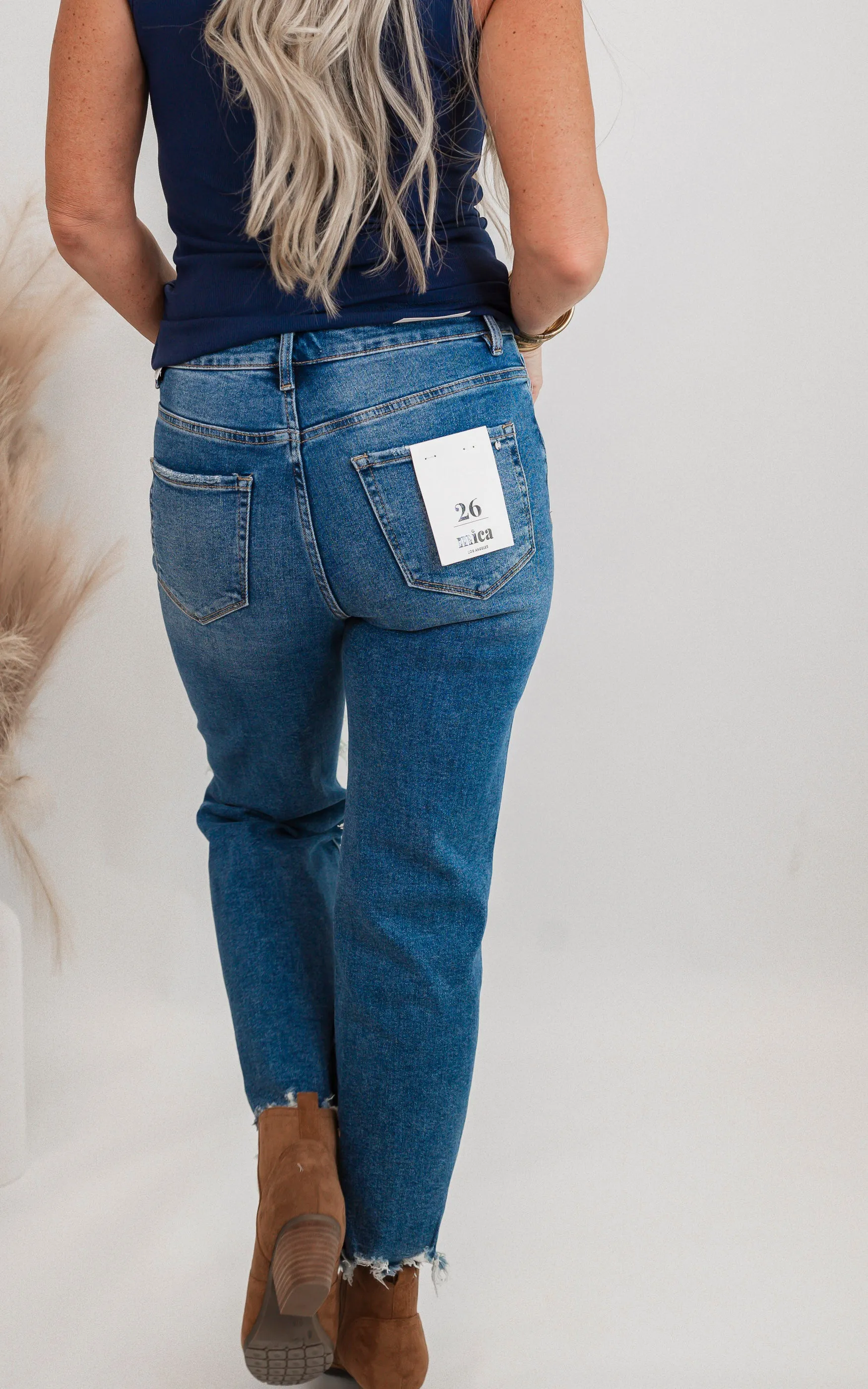 Mica Millenium Blue 90's Vintage Crop Flare Denim Jeans *