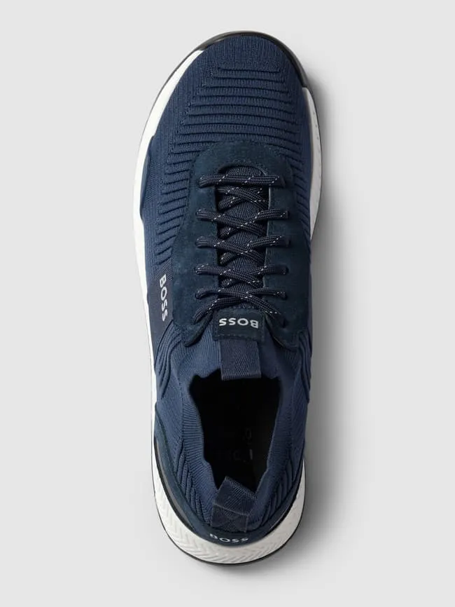 Mixed leather sneakers model "Titan" BOSS, dark blue