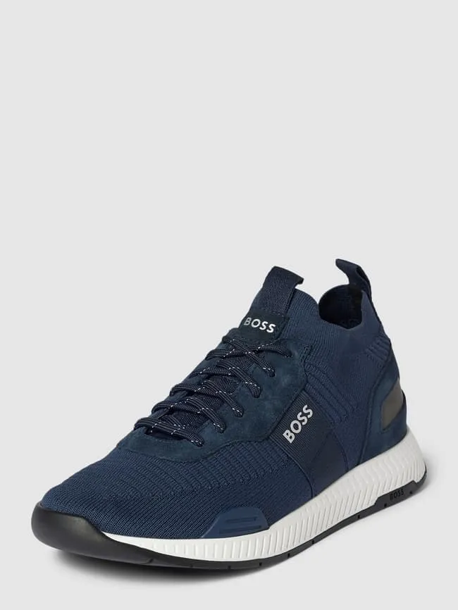 Mixed leather sneakers model "Titan" BOSS, dark blue