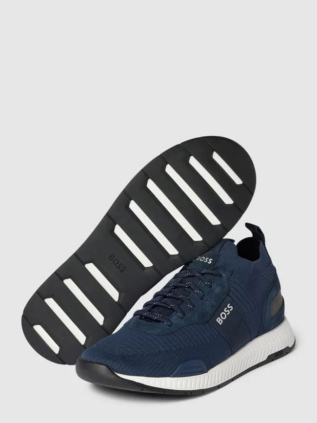 Mixed leather sneakers model "Titan" BOSS, dark blue