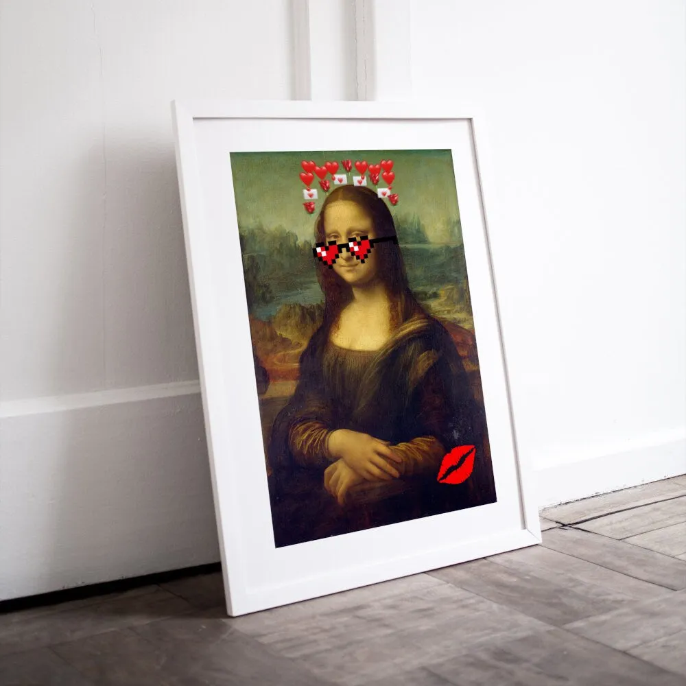 Mona Lisa In Love Altered Art Print PRINTABLE WALL ART, Mona Lisa Poster, Urban Street Art Print, Mona Lisa Pop Art, Renaissance Portrait Art