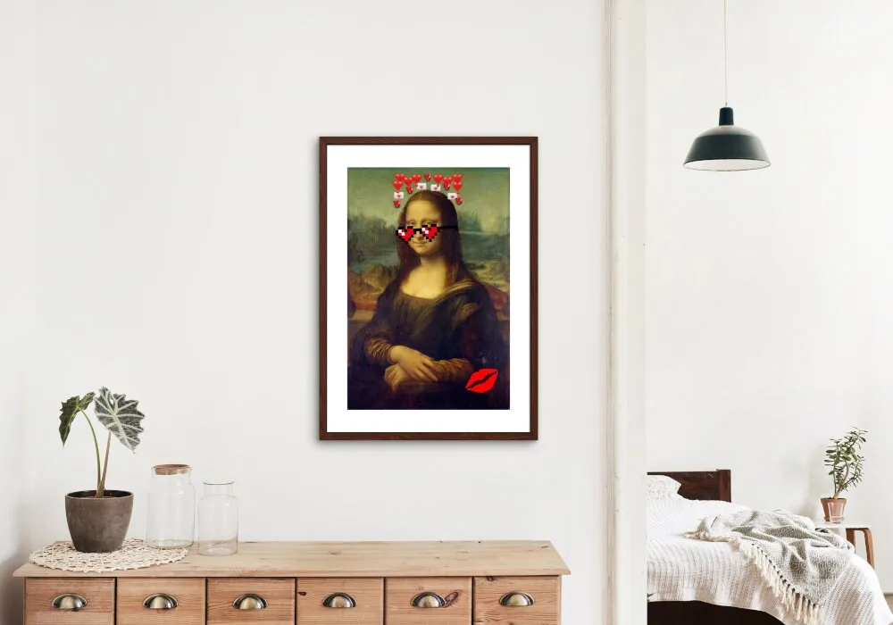 Mona Lisa In Love Altered Art Print PRINTABLE WALL ART, Mona Lisa Poster, Urban Street Art Print, Mona Lisa Pop Art, Renaissance Portrait Art