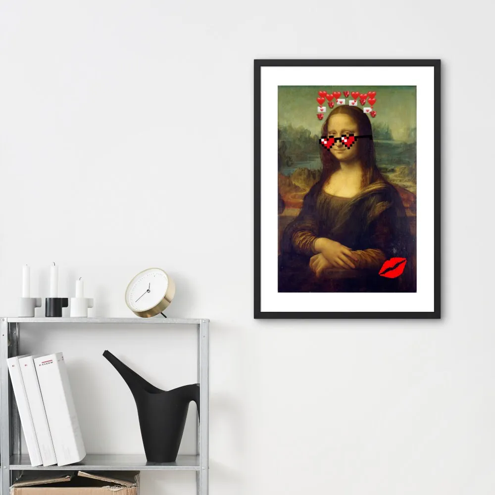 Mona Lisa In Love Altered Art Print PRINTABLE WALL ART, Mona Lisa Poster, Urban Street Art Print, Mona Lisa Pop Art, Renaissance Portrait Art