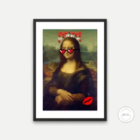 Mona Lisa In Love Altered Art Print PRINTABLE WALL ART, Mona Lisa Poster, Urban Street Art Print, Mona Lisa Pop Art, Renaissance Portrait Art